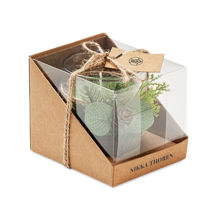 bougeoir en verre avec bougie