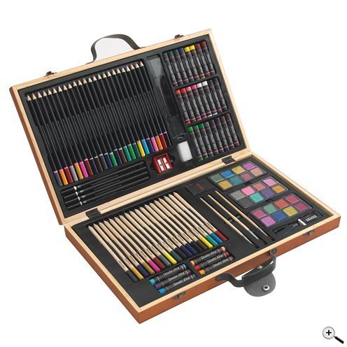 Coffret de Dessin en Bois 88 pièces