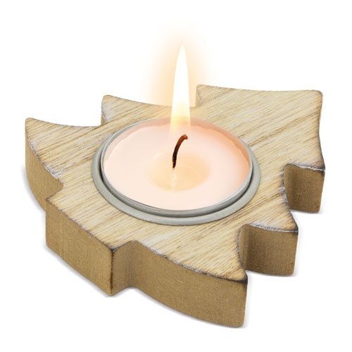 bougie sur socle en bois
