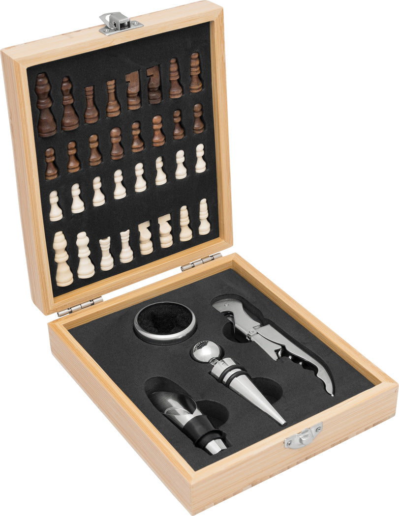 set  de vin avec jeu d'échecs