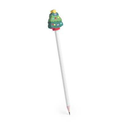 crayon en bois blanc avec gomme fantaisie de Noël