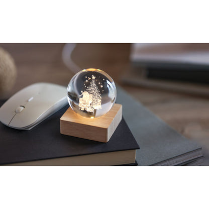 Boule de Noël sur socle en bois