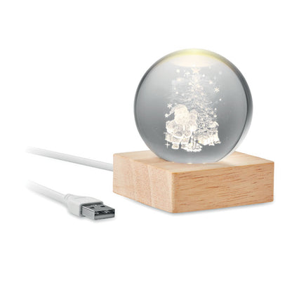 Boule de Noël sur socle en bois