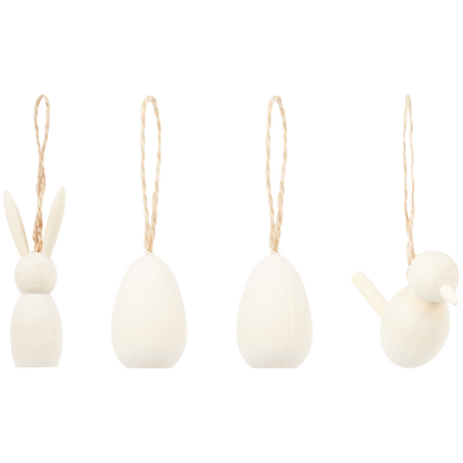 4 Figurines en Bois Pâques
