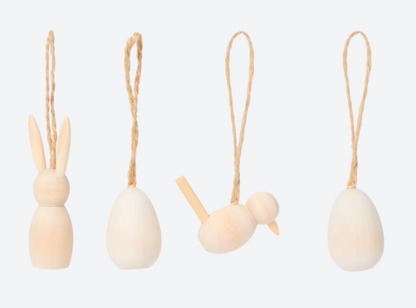 4 Figurines en Bois Pâques