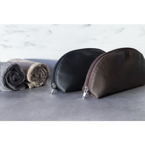 trousse de toilette de luxe en cuir de pomme marron